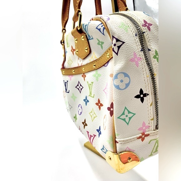 Louis Vuitton Trouville Murakami Multicolor White Monogram LV Handbag Auth - Picture 7 of 16